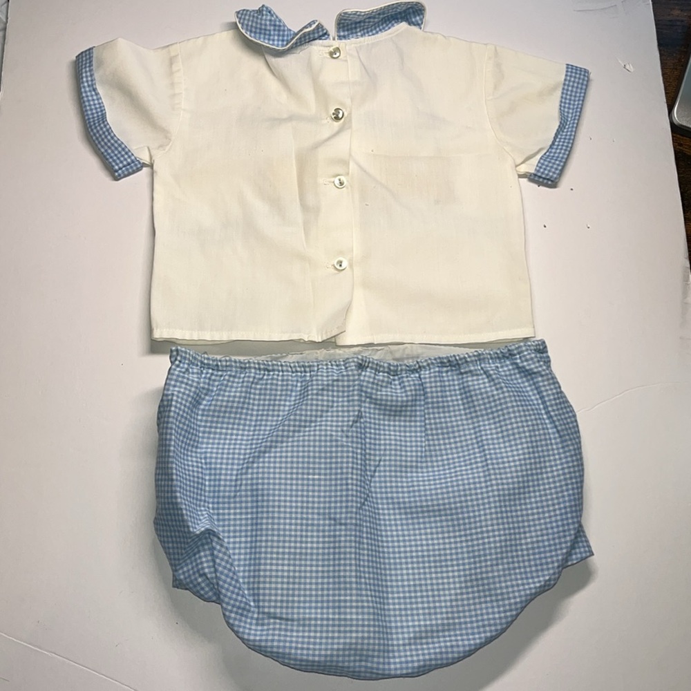 Precious vintage 1950s Going to Grandmas Blue and White check baby Outfit Set - Picture 13 of 15